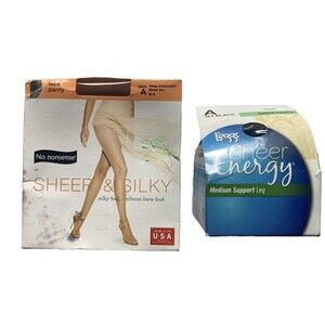 2 Pairs, Beige and Black, Size A Tights